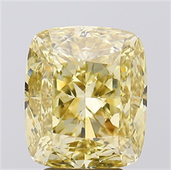 Picture of Lab Grown Diamond 4.03 Carats, CUSHION MODIFIED with  Cut, Fancy Intense Yellow Color, VS1 Clarity and Certified by IGI