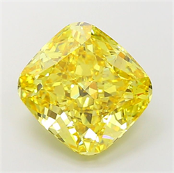Picture of Lab Grown Diamond 8.04 Carats, CUSHION MODIFIED with  Cut, Fancy Vivid Yellow Color, VS2 Clarity and Certified by IGI