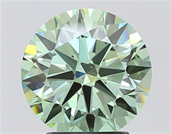 Picture of Lab Grown Diamond 3.01 Carats, Round with Excellent Cut, Fancy Vivid Green Color, VS2 Clarity and Certified by IGI