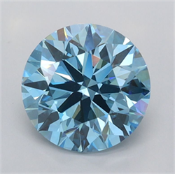 Picture of Lab Grown Diamond 1.80 Carats, Round with Ideal Cut, Fancy Vivid Blue Color, VS1 Clarity and Certified by IGI