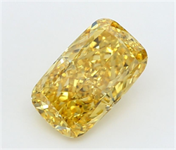 Picture of Lab Grown Diamond 1.59 Carats, CUSHION MODIFIED with  Cut, Fancy Vivid Yellow Color, VS1 Clarity and Certified by IGI
