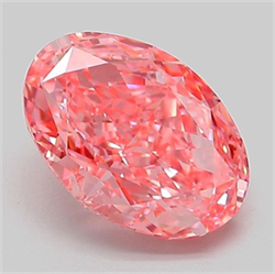 Picture of Lab Grown Diamond 2.10 Carats, Oval with  Cut, Fancy Vivid Pink Color, VVS1 Clarity and Certified by IGI