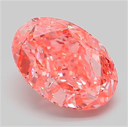 Picture of Lab Grown Diamond 3.14 Carats, Oval with  Cut, Fancy Vivid Pink Color, VVS2 Clarity and Certified by IGI