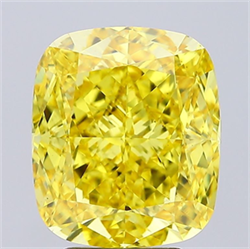 Picture of Lab Grown Diamond 5.02 Carats, CUSHION MODIFIED with  Cut, Fancy Vivid Yellow Color, VS1 Clarity and Certified by IGI