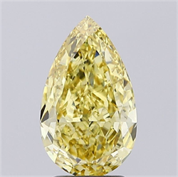 Picture of Lab Grown Diamond 2.59 Carats, Pear with  Cut, Fancy Intense Yellow Color, VS2 Clarity and Certified by IGI