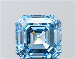 Picture of Lab Grown Diamond 1.54 Carats, Asscher with  Cut, Fancy Vivid Blue Color, VVS1 Clarity and Certified by IGI