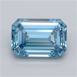 Picture of Lab Grown Diamond 1.55 Carats, Emerald with  Cut, Fancy Vivid Blue Color, VVS2 Clarity and Certified by IGI
