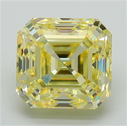 Picture of Lab Grown Diamond 4.27 Carats, Emerald with  Cut, Fancy Intense Yellow Color, VS1 Clarity and Certified by IGI