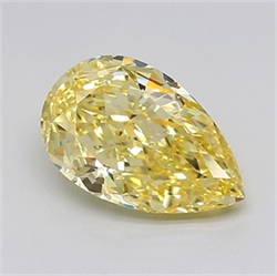 Picture of Lab Grown Diamond 3.85 Carats, Pear with  Cut, Fancy Intense Yellow Color, VS1 Clarity and Certified by IGI