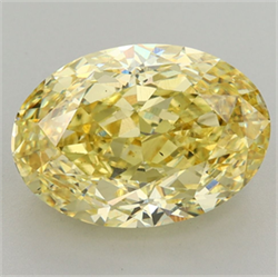 Picture of Lab Grown Diamond 5.50 Carats, Oval with  Cut, Fancy Vivid Yellow Color, VS2 Clarity and Certified by IGI