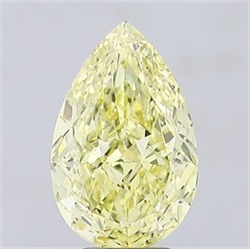 Picture of Lab Grown Diamond 5.23 Carats, Pear with  Cut, Fancy Vivid Yellow Color, VVS2 Clarity and Certified by IGI