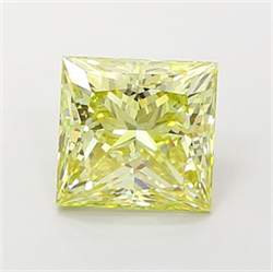 Picture of Lab Grown Diamond 3.05 Carats, Princess with  Cut, Fancy Intense Yellow Color, VVS2 Clarity and Certified by IGI
