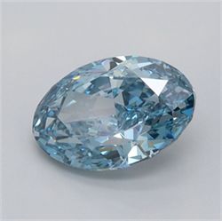 Picture of Lab Grown Diamond 1.51 Carats, Oval with  Cut, Fancy Vivid Blue Color, VS1 Clarity and Certified by IGI