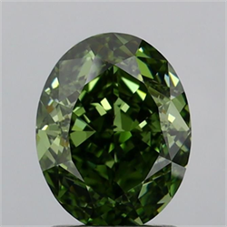 Picture of Lab Grown Diamond 2.02 Carats, Oval with  Cut, Fancy Vivid Green Color, VVS1 Clarity and Certified by IGI