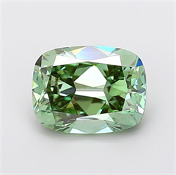Picture of Lab Grown Diamond 3.05 Carats, Cushion with  Cut, Fancy Vivid Green Color, VS2 Clarity and Certified by IGI
