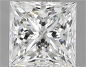 Natural Diamond 1.50 Carats, Princess with  Cut, H Color, VS1 Clarity and Certified by HRD