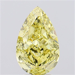 Picture of Lab Grown Diamond 4.17 Carats, Pear with  Cut, Fancy Vivid Yellow Color, VS2 Clarity and Certified by IGI