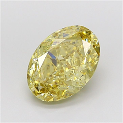 Picture of Lab Grown Diamond 3.10 Carats, Oval with  Cut, Fancy Intense Yellow Color, VS2 Clarity and Certified by IGI