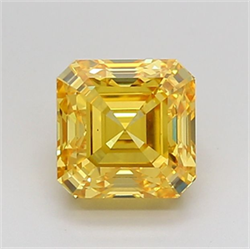 Picture of Lab Grown Diamond 1.92 Carats, Emerald with  Cut, Fancy Vivid Yellow Color, VS2 Clarity and Certified by IGI