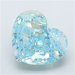 Picture of Lab Grown Diamond 4.75 Carats, Heart with  Cut, Fancy Vivid Blue Color, VS2 Clarity and Certified by IGI