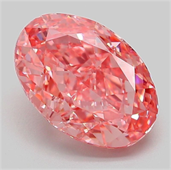 Picture of Lab Grown Diamond 3.09 Carats, Oval with  Cut, Fancy Vivid Pink Color, VVS2 Clarity and Certified by IGI