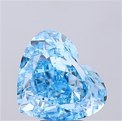 Picture of Lab Grown Diamond 5.01 Carats, Heart with  Cut, Fancy Vivid Blue Color, VVS2 Clarity and Certified by IGI