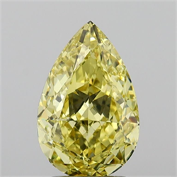 Picture of Lab Grown Diamond 2.94 Carats, Pear with  Cut, Fancy Intense Yellow Color, VS1 Clarity and Certified by IGI