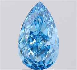 Picture of Lab Grown Diamond 2.78 Carats, Pear with  Cut, Fancy Vivid Blue Color, VS1 Clarity and Certified by IGI