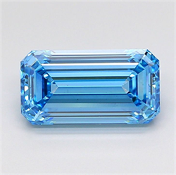 Picture of Lab Grown Diamond 2.50 Carats, Emerald with  Cut, Fancy Vivid Blue Color, VS1 Clarity and Certified by IGI