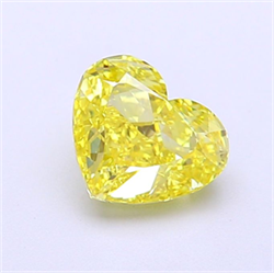 Picture of Lab Grown Diamond 1.21 Carats, Heart with  Cut, Fancy Vivid Yellow Color, VVS2 Clarity and Certified by IGI
