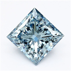 Picture of Lab Grown Diamond 1.40 Carats, Princess with  Cut, Fancy Vivid Blue Color, VS1 Clarity and Certified by IGI