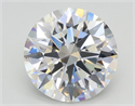 Lab Grown Diamond 2.08 Carats, Round with Ideal Cut, F Color, VVS1 Clarity and Certified by IGI
