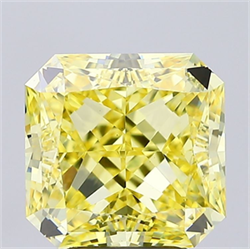 Picture of Lab Grown Diamond 4.01 Carats, SQUARE RADIANT with  Cut, Fancy Vivid Yellow Color, VS1 Clarity and Certified by IGI
