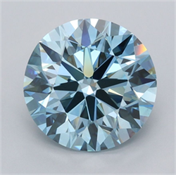Picture of Lab Grown Diamond 3.01 Carats, Round with Ideal Cut, Fancy Vivid Blue Color, VS1 Clarity and Certified by IGI