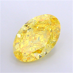 Picture of Lab Grown Diamond 5.17 Carats, Oval with  Cut, Fancy Vivid Yellow Color, VS1 Clarity and Certified by IGI