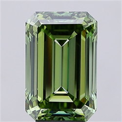 Picture of Lab Grown Diamond 6.01 Carats, Emerald with  Cut, Fancy Vivid Green Color, VS1 Clarity and Certified by IGI