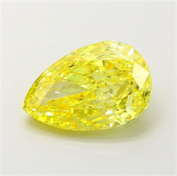 Picture of Lab Grown Diamond 1.89 Carats, Pear with  Cut, Fancy Vivid Yellow Color, VVS2 Clarity and Certified by IGI
