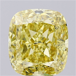 Picture of Lab Grown Diamond 6.85 Carats, CUSHION MODIFIED with  Cut, Fancy Vivid Yellow Color, VS1 Clarity and Certified by IGI