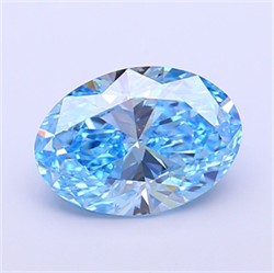 Picture of Lab Grown Diamond 3.06 Carats, Oval with  Cut, Fancy Vivid Blue Color, VS1 Clarity and Certified by IGI