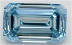 Picture of Lab Grown Diamond 1.51 Carats, Emerald with  Cut, Fancy Intense Blue Color, VS1 Clarity and Certified by IGI