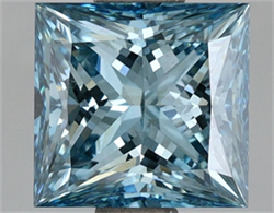 Picture of Lab Grown Diamond 1.90 Carats, Princess with  Cut, Fancy Vivid Blue Color, VS2 Clarity and Certified by IGI