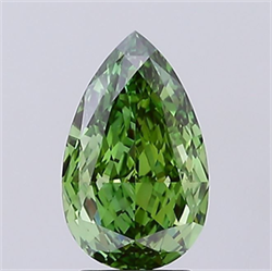 Picture of Lab Grown Diamond 2.68 Carats, Pear with  Cut, Fancy Vivid Green Color, VS1 Clarity and Certified by IGI