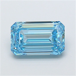 Picture of Lab Grown Diamond 3.59 Carats, Emerald with  Cut, Fancy Vivid Blue Color, VVS2 Clarity and Certified by IGI