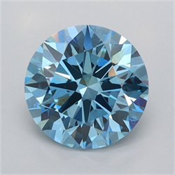 Picture of Lab Grown Diamond 1.54 Carats, Round with Ideal Cut, Fancy Vivid Blue Color, VVS2 Clarity and Certified by IGI
