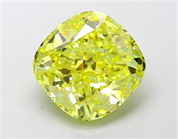 Picture of Lab Grown Diamond 2.02 Carats, CUSHION MODIFIED with  Cut, Fancy Intense Yellow Color, VS1 Clarity and Certified by IGI