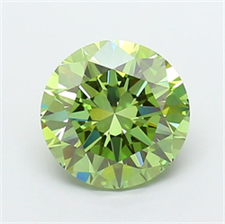 Picture of Lab Grown Diamond 2.50 Carats, Round with Very Good Cut, Fancy Vivid Green Color, VS2 Clarity and Certified by IGI