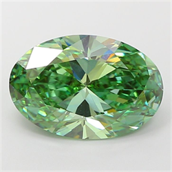 Picture of Lab Grown Diamond 5.02 Carats, Oval with  Cut, Fancy Vivid Green Color, VVS2 Clarity and Certified by IGI
