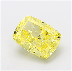 Picture of Lab Grown Diamond 2.02 Carats, CUSHION MODIFIED with  Cut, Fancy Vivid Yellow Color, VS1 Clarity and Certified by IGI
