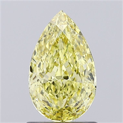 Picture of Lab Grown Diamond 1.28 Carats, Pear with  Cut, Fancy Intense Yellow Color, VS2 Clarity and Certified by IGI