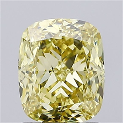 Picture of Lab Grown Diamond 1.63 Carats, CUSHION MODIFIED with  Cut, Fancy Intense Yellow Color, VS1 Clarity and Certified by IGI